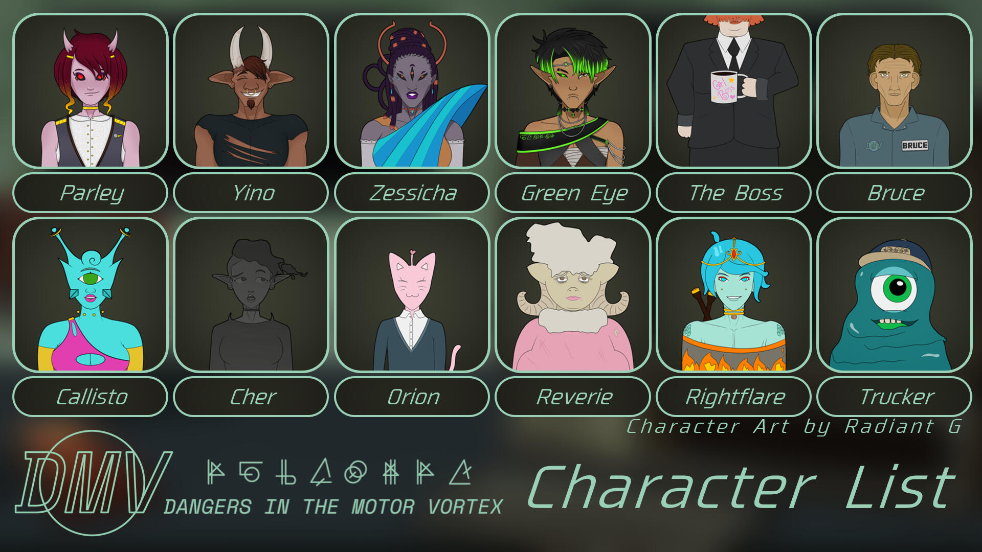 All 12 cast members original designs from Dangers in the Motor Vortex All 12 cast members original designs from Dangers in the Motor Vortex